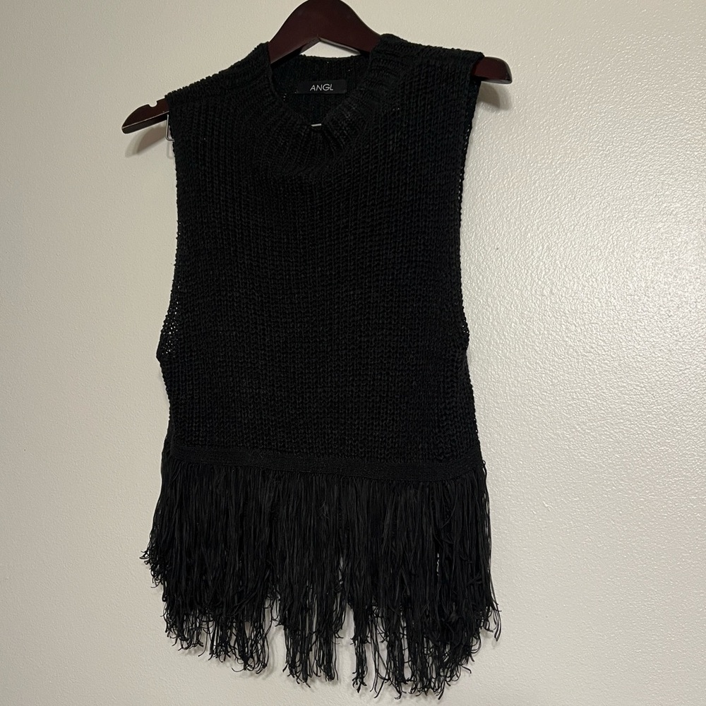 Black fringe top
